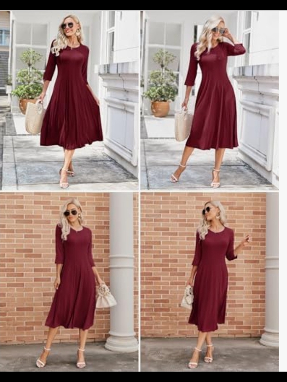 NWT Hotouch Wine Red Pleated Midi Dress (With Pockets!) - Picture 4 of 6
